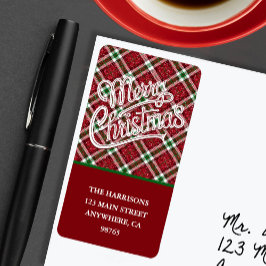 Etiqueta Chic Plaid Brillante Alegre Navidad Dirección de D