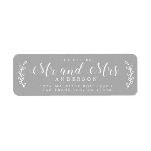 Etiqueta Chic Script Future Mr Mrs Gray Return Address