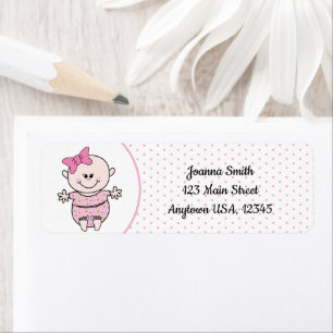 Etiqueta Chica Baby Cute Whimsical usando una vaca rosa