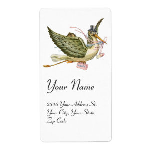 Etiqueta CHICA BABY SHOWER, blanco rosado de la CIGÜEÑA