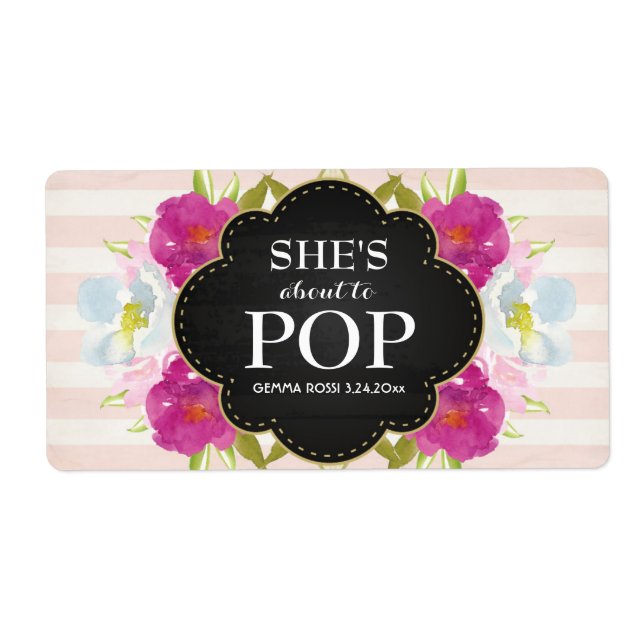 Etiqueta Chica Baby Shower Mini Champagne Label (Frente)