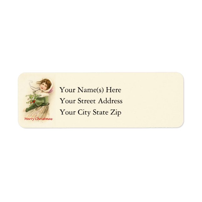 Etiqueta Chica campesino con cosecha de Navidades (Frente)