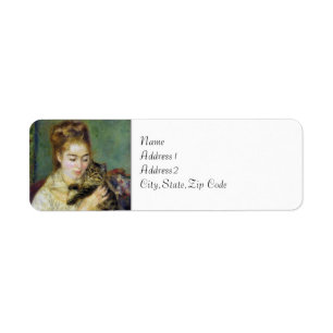 Etiqueta Chica con gato por Renoir