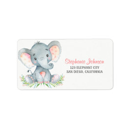 Etiqueta Chica de Elefante de Acuarela