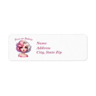 Etiqueta Chica de Glamour Retro Animada Personalizable