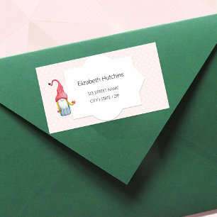 Etiqueta Chica de Gnome Navidades de Cute Monogrammed