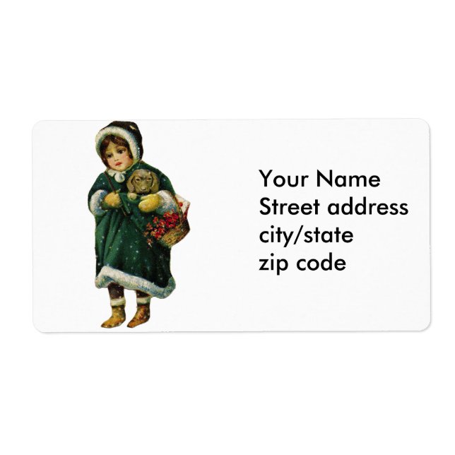 Etiqueta Chica de invierno de época (Frente)