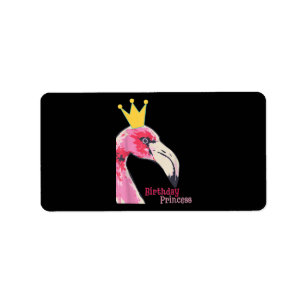 Etiqueta Chica de la Princesa de Cumpleaños Flamingo Flam