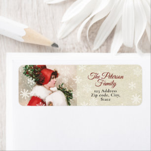 Etiqueta Chica de Navidades victorianos de época corta en r