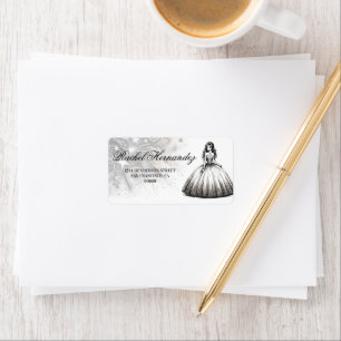 Etiqueta Chica de Quinceañera Blanco y Negro