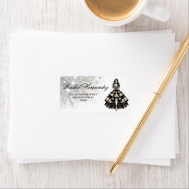 Etiqueta Chica de Quinceañera de Oro y Negro