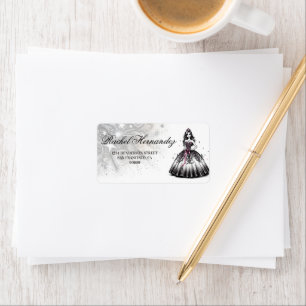 Etiqueta Chica de Quinceañera púrpura y negra