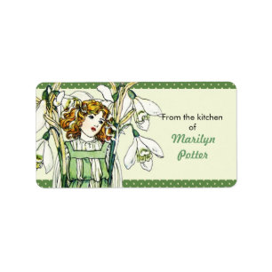 Etiqueta Chica de Snowdrop del vintage floral de la cocina
