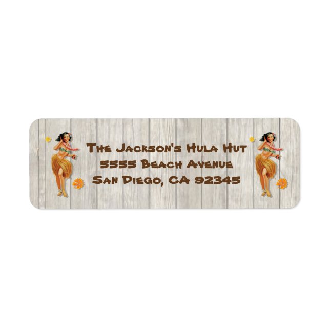 Etiqueta Chica hula de la selva tropical hawaiana (Frente)