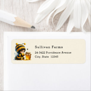 Etiqueta Chica lindo en traje de abeja con dirección de mie