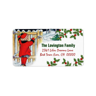 Etiqueta Chica navideño vintage y Holly