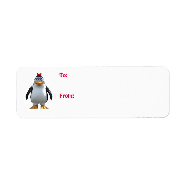 Etiqueta Chica Personalizado Cute Penguin (Frente)