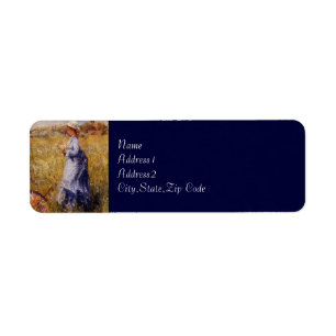 Etiqueta Chica reuniendo flores por Renoir