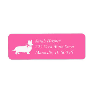 Etiqueta Chica rosa de Baby Shower Perro Corgi