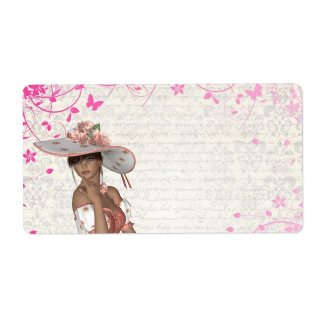 Etiqueta Chica rosa de verano (Frente)