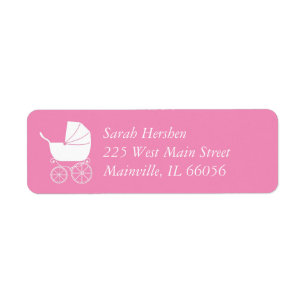 Etiqueta Chica rosa elegante de Baby Shower con portaequipa