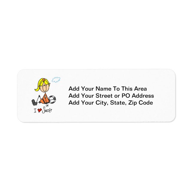 Etiqueta Chica rubio Palo Figura I Amo Regalos de fútbol (Frente)