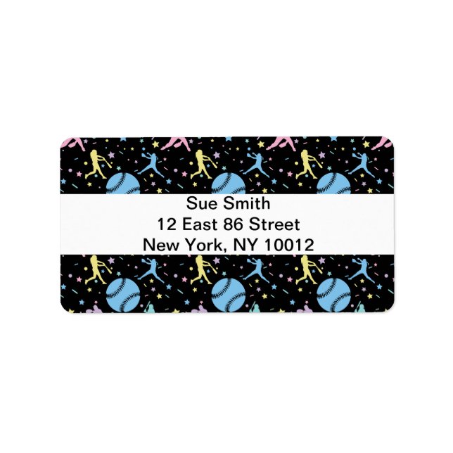 Etiqueta Chicas Softball - Jugadoras con estrellas (Frente)