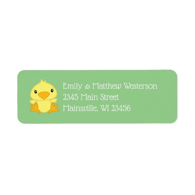 Etiqueta Chick Baby Shower Green (Frente)