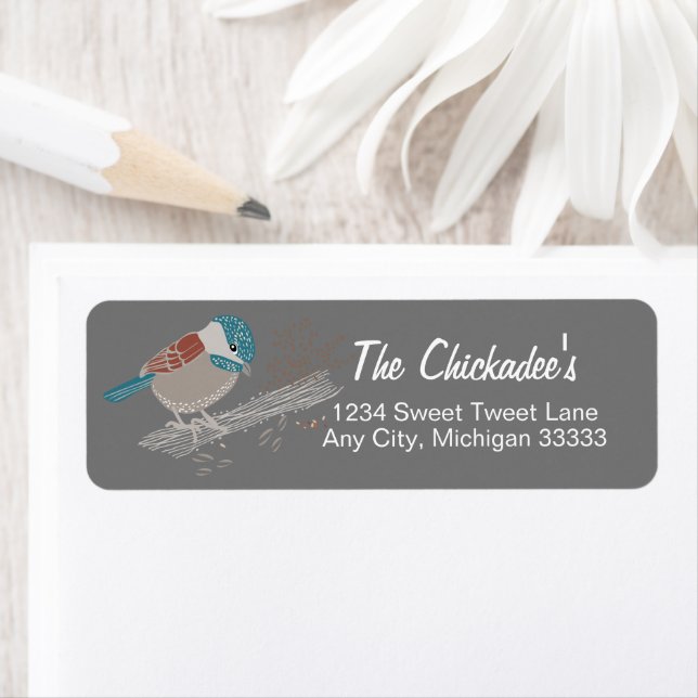 Etiqueta Chickadee Song Bird Gray Art (In situ)