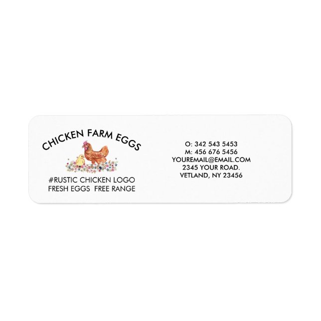 Etiqueta Chicken Farmhouse Agriculture Fresh Eggs (Frente)