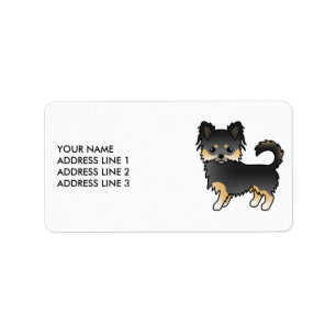 Etiqueta Chihuahua de Abrigo Largo Negro y Canela Perro de 