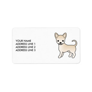 Etiqueta Chihuahua de dibujos animados lindos de pelaje sua