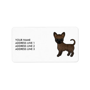 Etiqueta Chihuahua de pelaje liso atigrado perro de dibujos
