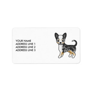 Etiqueta Chihuahua de Pelaje Liso Blue Merle Perro de Dibuj