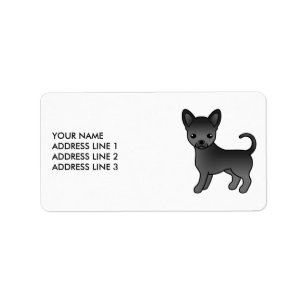 Etiqueta Chihuahua de pelaje liso negro perro de dibujos an