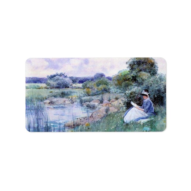 Etiqueta Childe Hassam - Leer mujer (Frente)