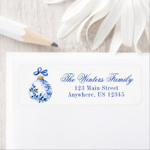 Etiqueta Chinoiserie Blue & White Christmas Ornamet Return