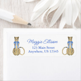 Etiqueta Chinoiserie Watercolor Bow Cheetah Return Address