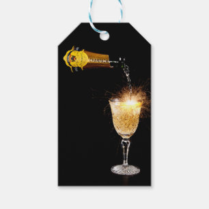 Etiqueta chispeante del regalo de Champán