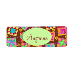 Etiqueta Chocolate Brown Patchwork Quilt Art Blocks