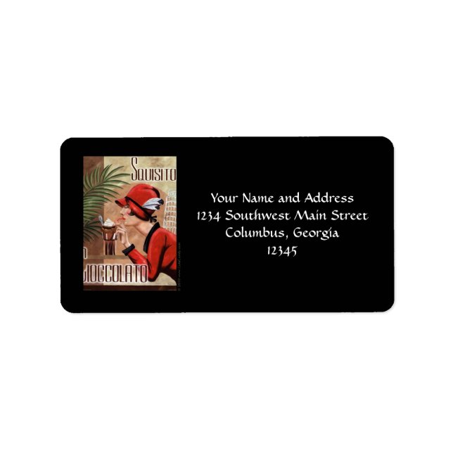 Etiqueta Chocolate italiano Squisito Cioccolato en rojo (Frente)