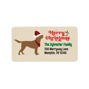 Etiqueta Chocolate Lab Labrador Feliz Navidad