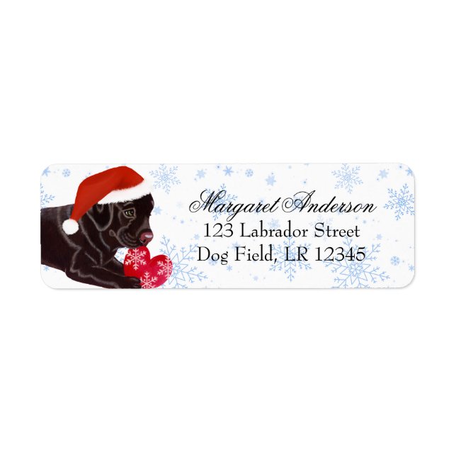 Etiqueta Chocolate Labrador Navidades de cachorro Blue Snow (Frente)