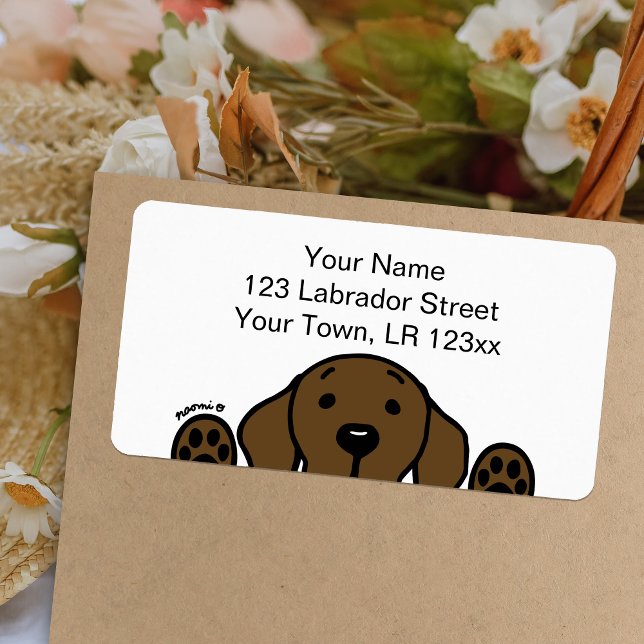 Etiqueta Chocolate Labrador observándote (Chocolate Labrador Watching You design Return Address Labels for  Labrador Owners.  Personalized.)