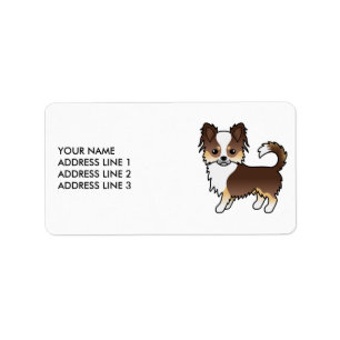 Etiqueta Chocolate tricolor Largo Abrigo Chihuahua Perro Cu