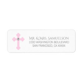 Etiqueta Christening / Baptism / Communiation Pink Cross Ch