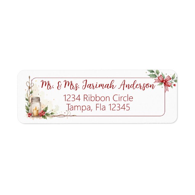 Etiqueta Christmas Address Label with Holly (Frente)