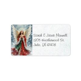 Etiqueta Christmas Angel in Snow Custom Return Address