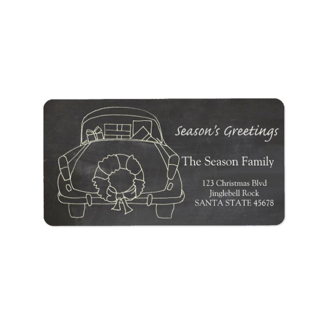 Etiqueta "Christmas car"  chalkboard Season's Greetings (Frente)