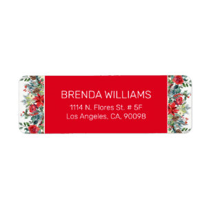 Etiqueta Christmas colorful watercolors flowers border